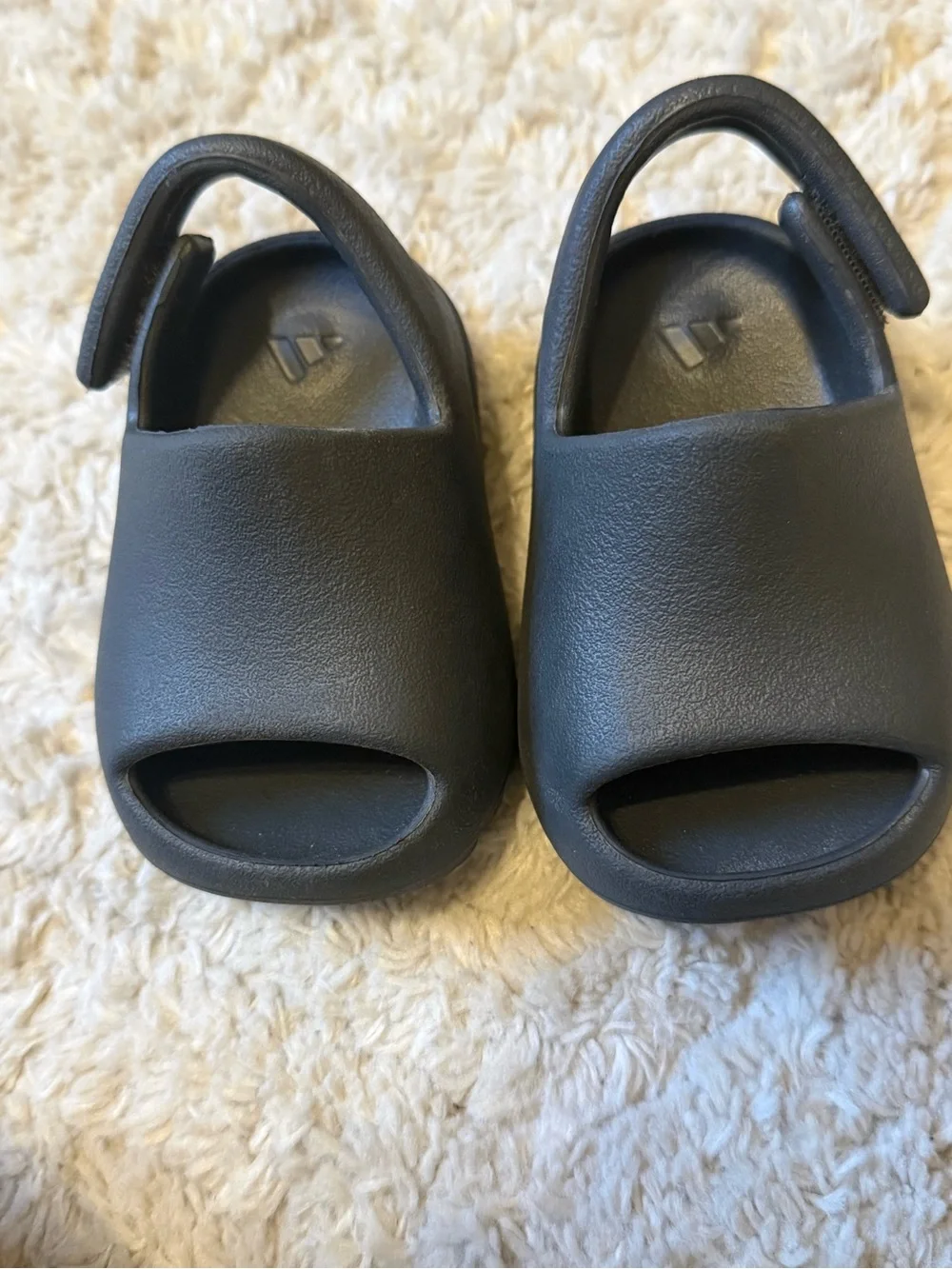 Yeezy Kids Black Open-Toe Slide Sandals with Back Strap